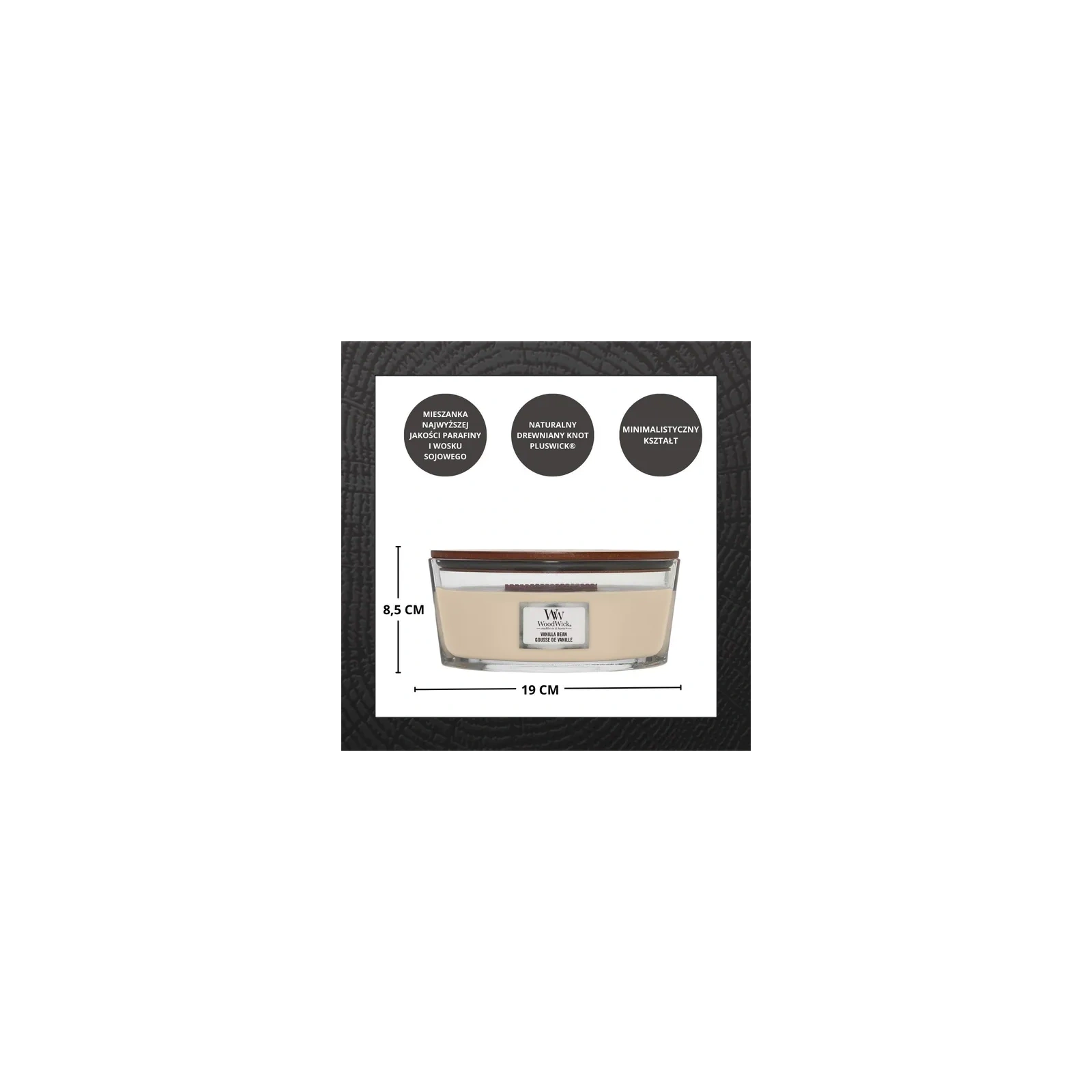 WOODWICK Core Hearthwick świeca w słoiku elipsa VANILLA BEAN 453g
