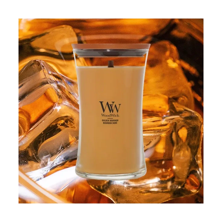 WOODWICK Pluswick Duża świeca w słoiku GOLDEN BOURBON 609,5g