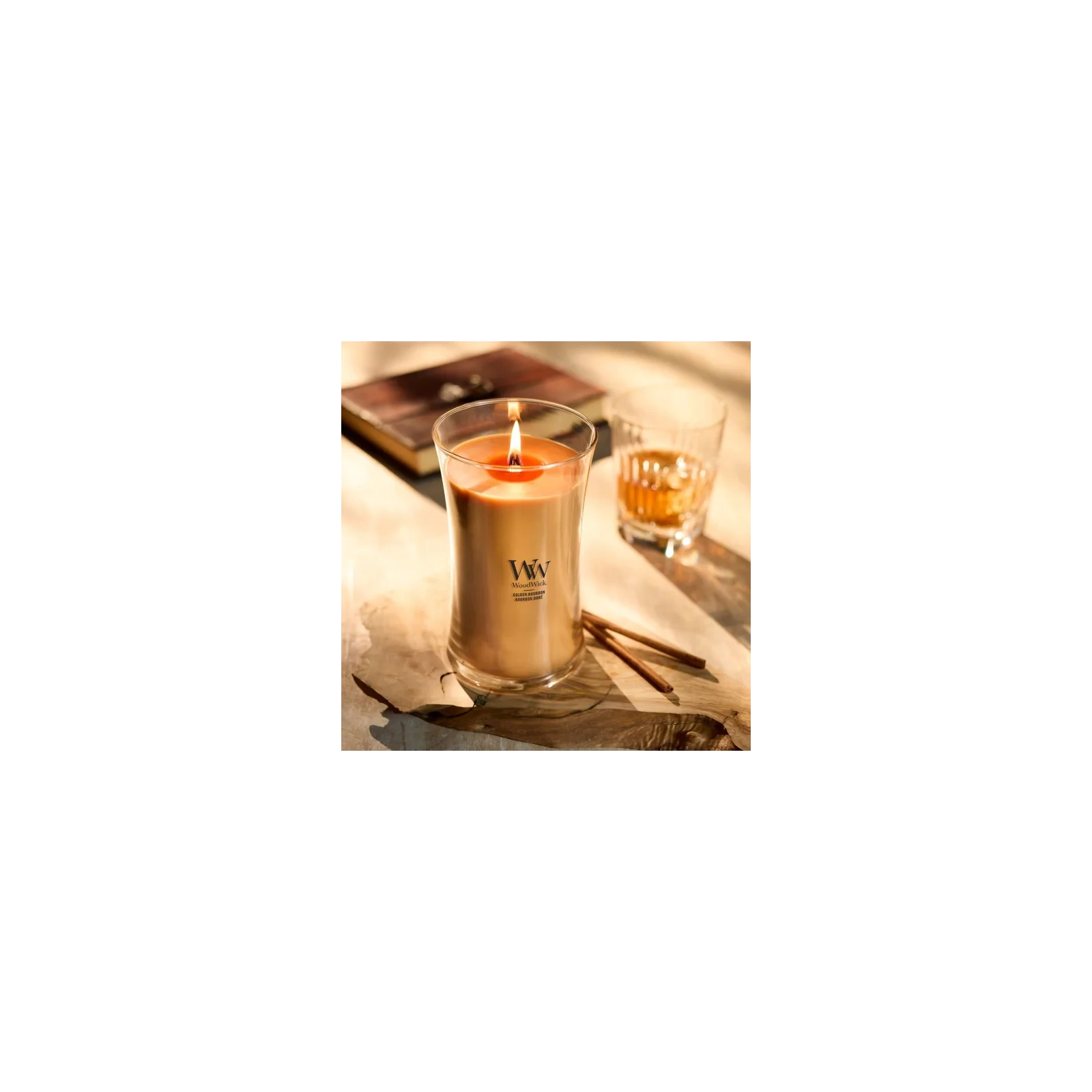 WOODWICK Pluswick Duża świeca w słoiku GOLDEN BOURBON 609,5g