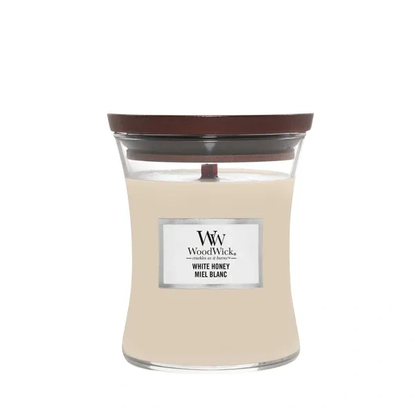 WOODWICK Pluswick Średnia świeca w słoiku WHITE HONEY 275g