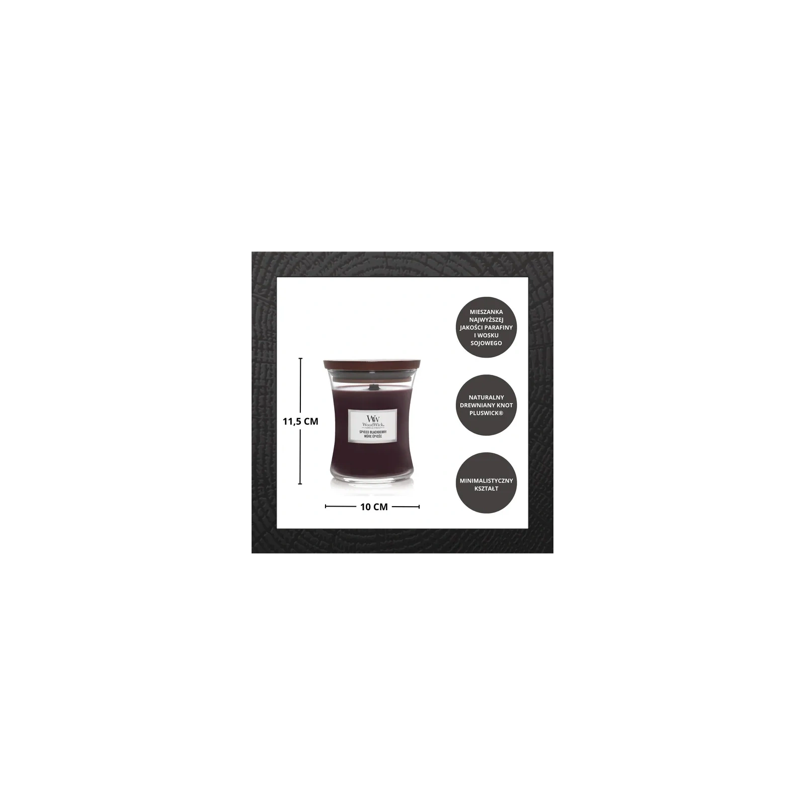 WOODWICK Pluswick Średnia świeca w słoiku SPICED BLACKBERRY 275g