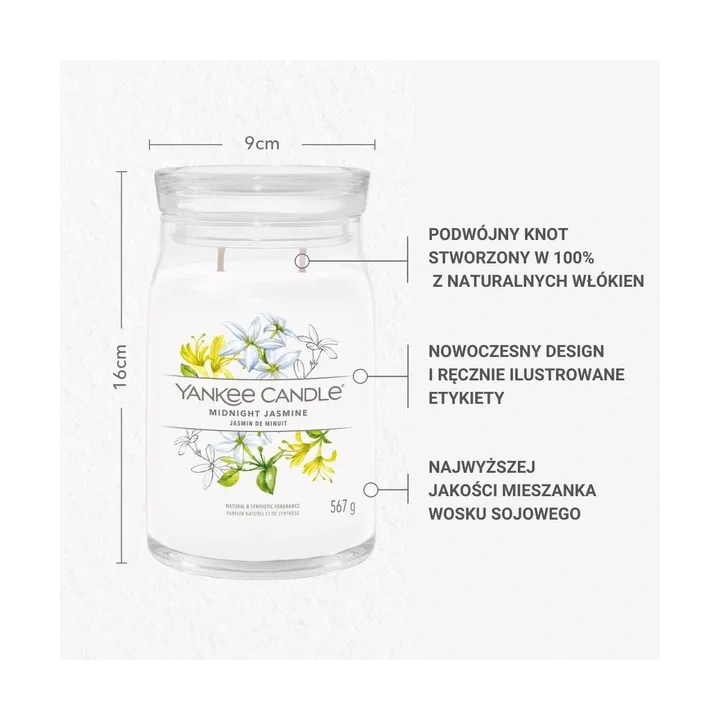 YANKEE CANDLE Signature Duża świeca w słoiku MIDNIGHT JASMINE 567g
