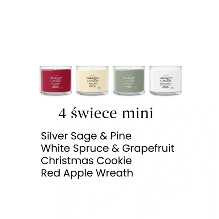 YANKEE CANDLE Christmas zestaw prezentowy 4 świece mini 4x37g