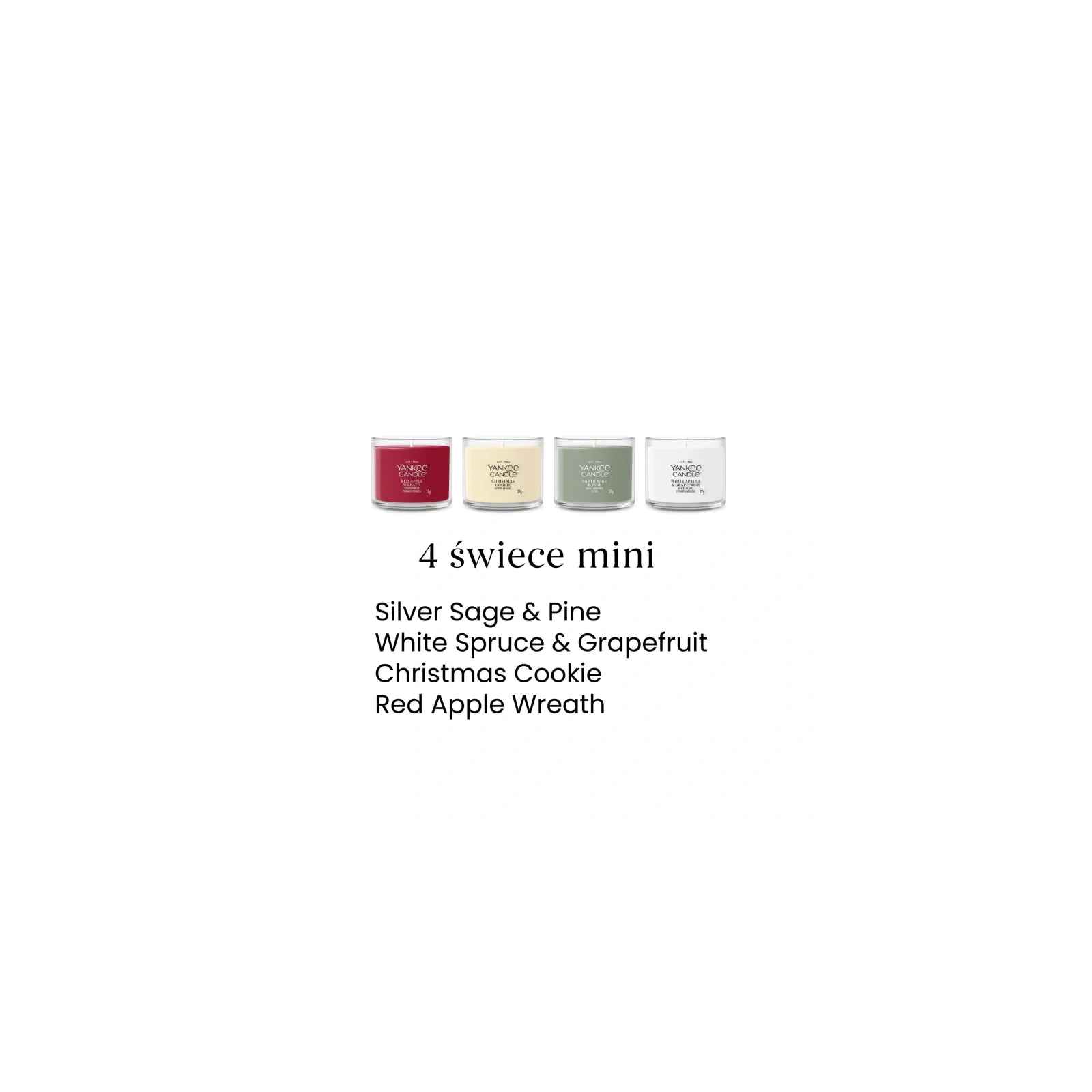 YANKEE CANDLE Christmas zestaw prezentowy 4 świece mini 4x37g