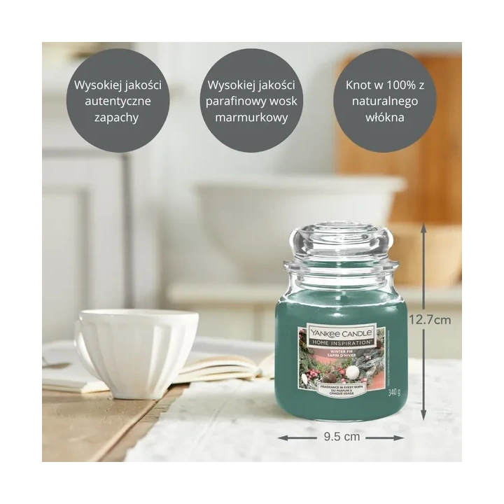 YANKEE CANDLE Home Inspiration Średnia świeca w słoiku WINTER FIR 340g