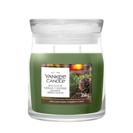 YANKEE CANDLE Balsam & Cedar Fireside świeca zapachowa Signature średnia 368g