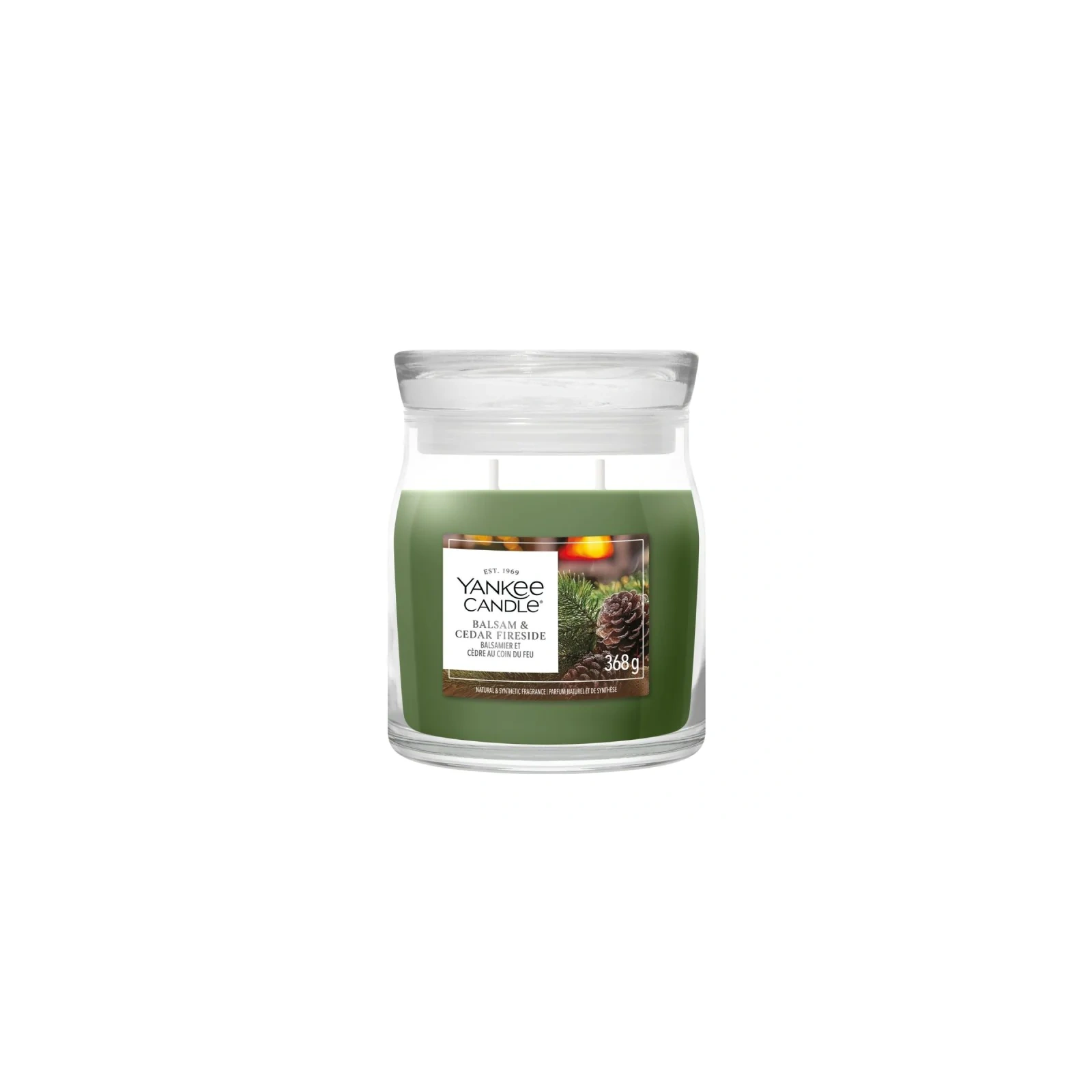 YANKEE CANDLE Balsam & Cedar Fireside świeca zapachowa Signature średnia 368g