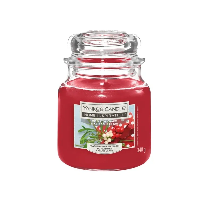 YANKEE CANDLE Home Inspiration Średnia świeca w słoiku MISTLETOE CHARM 340g