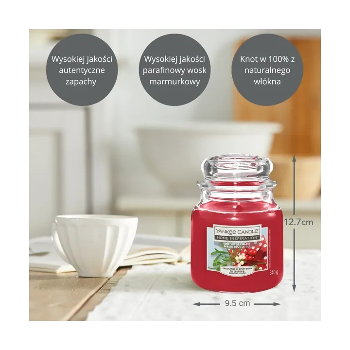 YANKEE CANDLE Home Inspiration Średnia świeca w słoiku MISTLETOE CHARM 340g