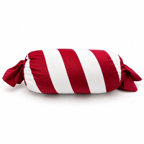 ECARLA świąteczna welurowa poduszka biało-czerwony cukierek 60cm PDS29