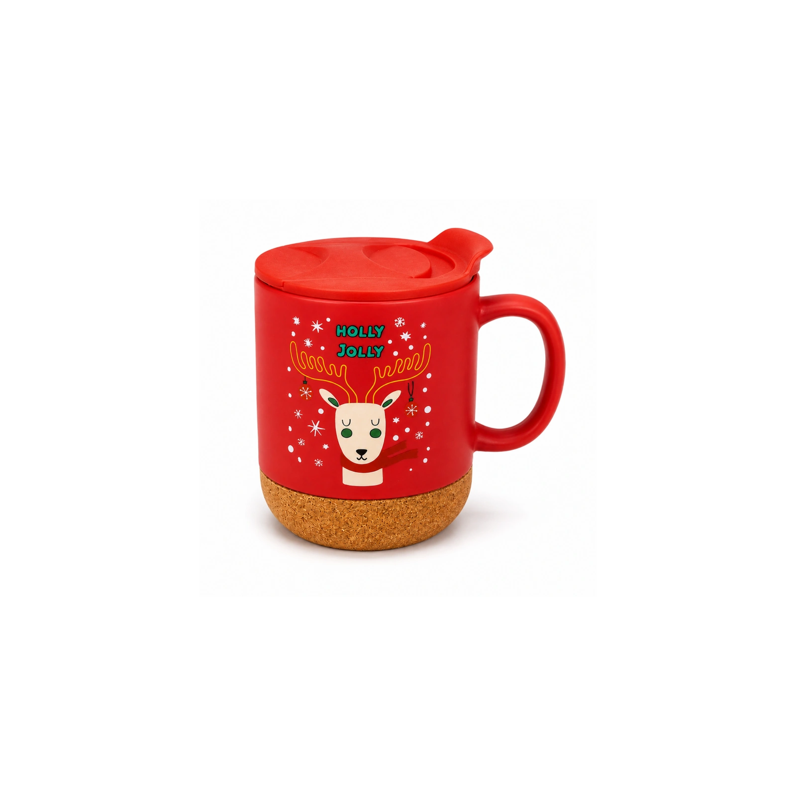 ECARLA świąteczny kubek ceramiczny z korkiem i przykrywką KB31 380ml