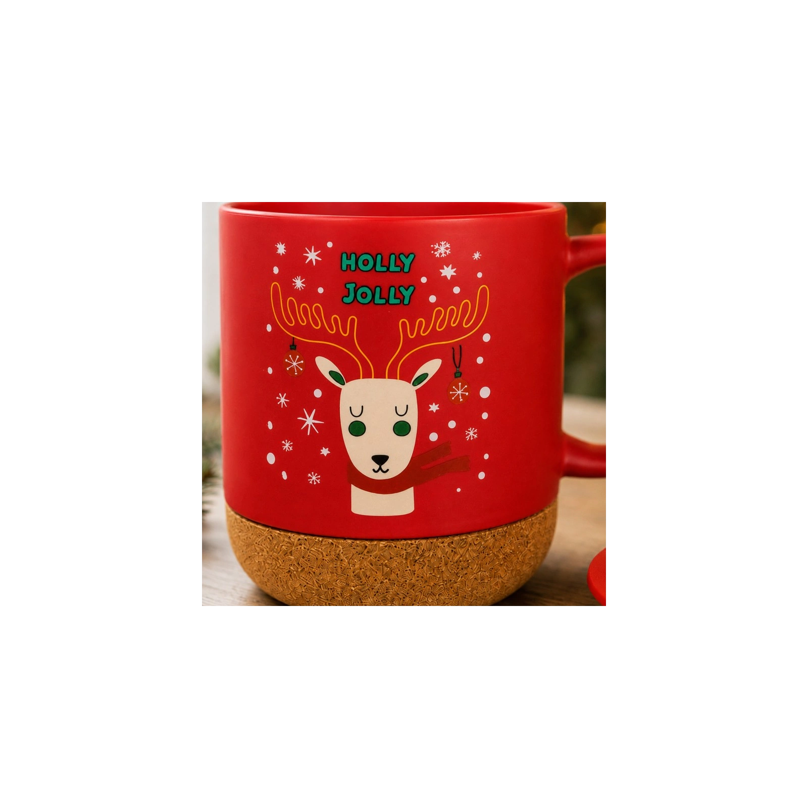 ECARLA świąteczny kubek ceramiczny z korkiem i przykrywką KB31 380ml