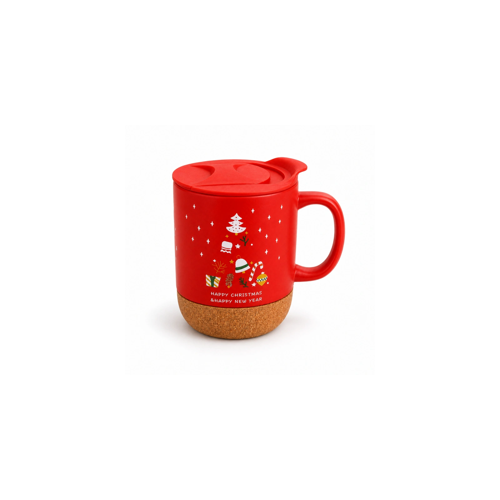 ECARLA świąteczny kubek ceramiczny z korkiem i przykrywką KB32 380ml
