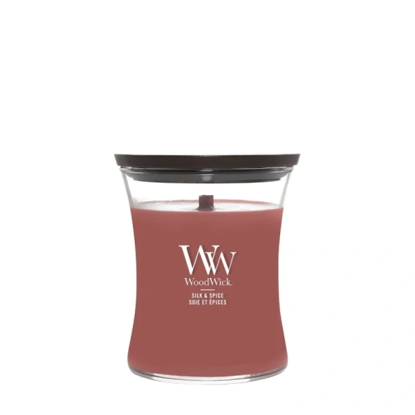WOODWICK Silk & Spice średnia świeca zapachowa 275g