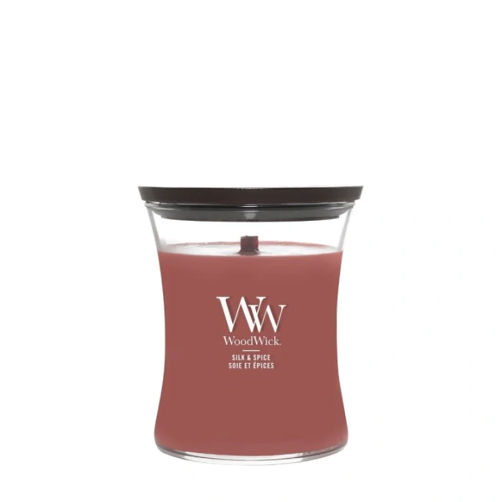 WOODWICK Silk & Spice średnia świeca zapachowa 275g