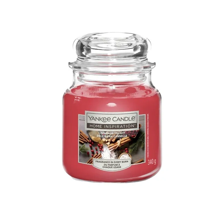 YANKEE CANDLE Home Inspiration Średnia w świeca słoiku CINNAMON DELIGHT 340g