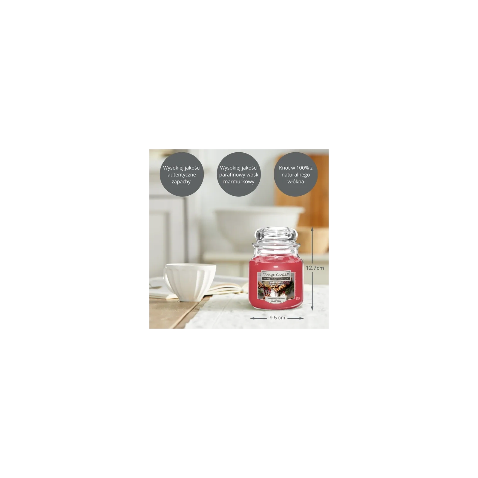 YANKEE CANDLE Home Inspiration Średnia w świeca słoiku CINNAMON DELIGHT 340g