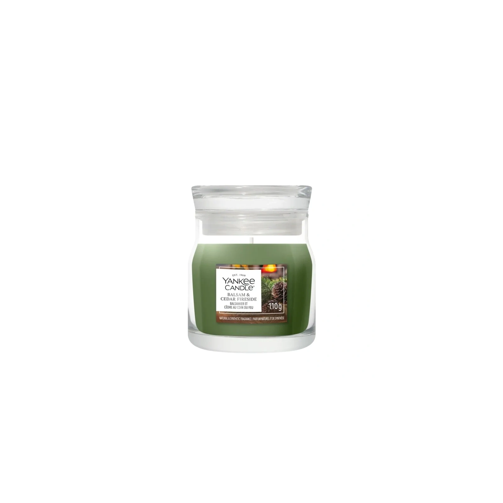 YANKEE CANDLE Balsam & Cedar Fireside świeca zapachowa Signature mała 110g