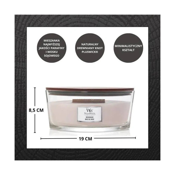 WOODWICK Core Hearthwick świeca w słoiku elipsa ROSEWOOD 453g 