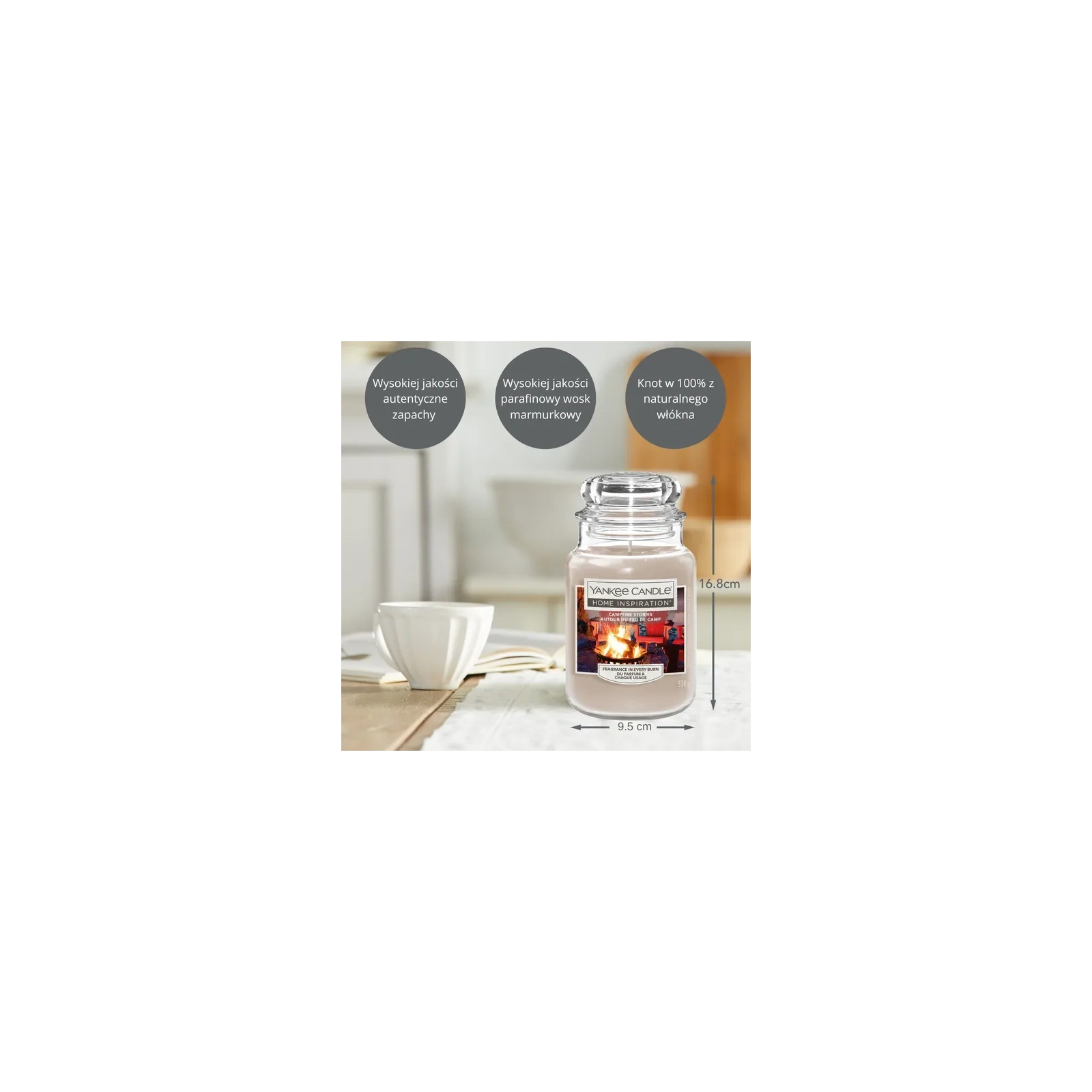 YANKEE CANDLE Home Inspiration Duża świeca w słoiku CAMPFIRE STORIES 538g