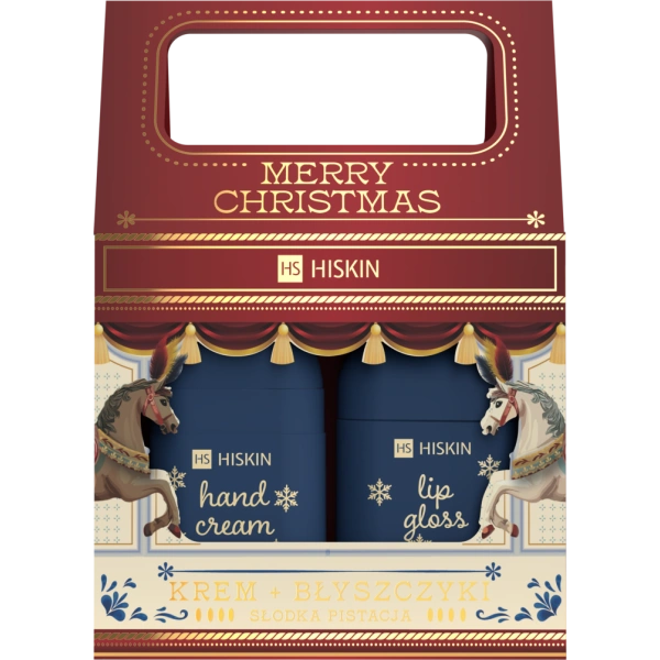 HISKIN Merry Christmas zestaw 2 błyszczyki + krem do rąk