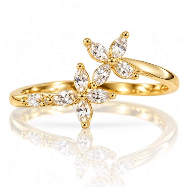 ECARLA pierścionek ze stali szlachetnej pozłacany 14k złotem elegancki rozm. R6 PST1078R6