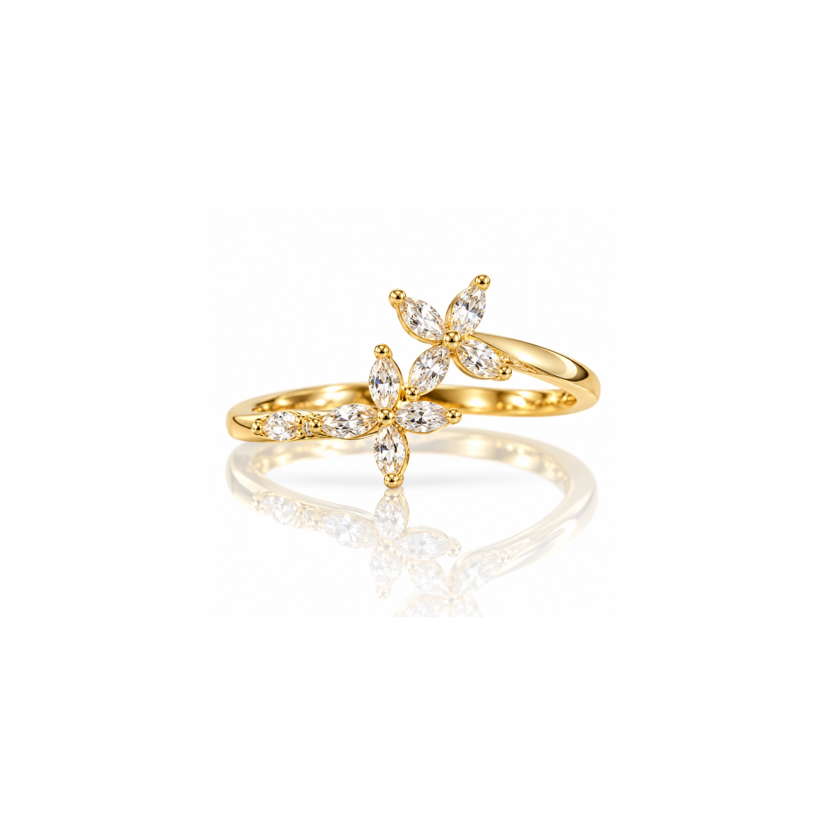 ECARLA pierścionek ze stali szlachetnej pozłacany 14k złotem elegancki rozm. R6 PST1078R6