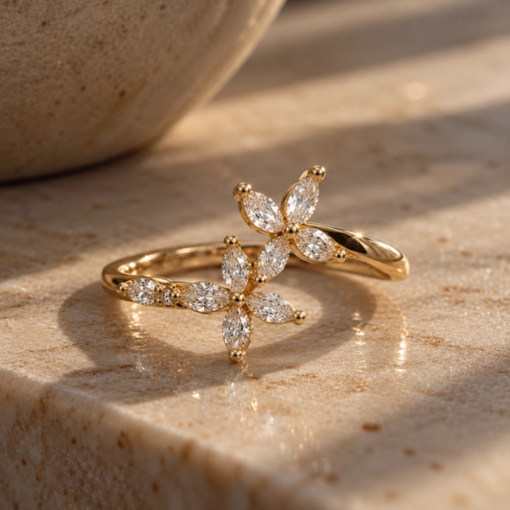 ECARLA pierścionek ze stali szlachetnej pozłacany 14k złotem elegancki rozm. R6 PST1078R6