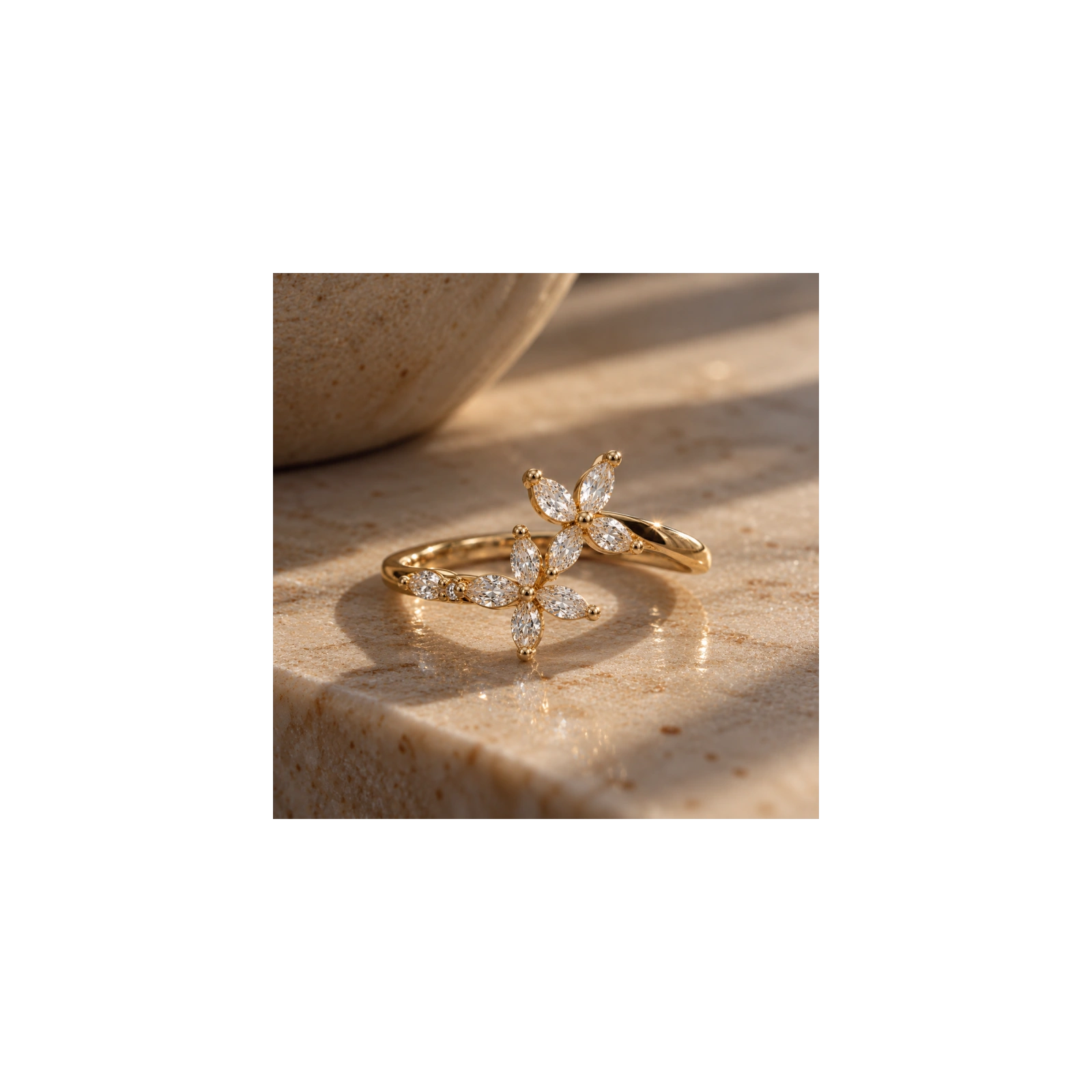 ECARLA pierścionek ze stali szlachetnej pozłacany 14k złotem elegancki rozm. R6 PST1078R6