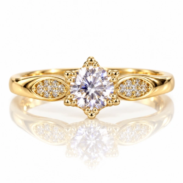 ECARLA pierścionek ze stali szlachetnej pozłacany 14k złotem elegancki rozm. R7 PST1074R7