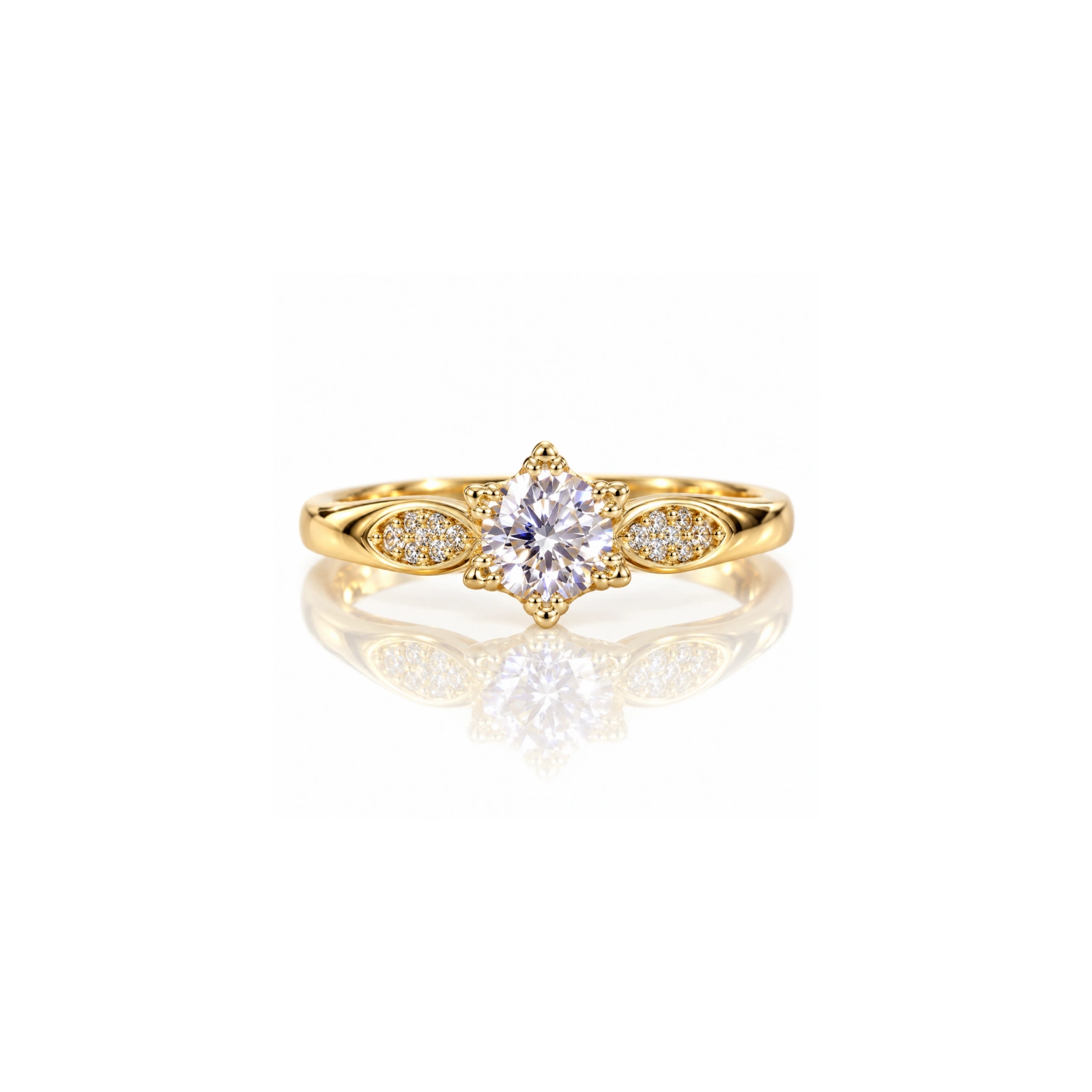 ECARLA pierścionek ze stali szlachetnej pozłacany 14k złotem elegancki rozm. R7 PST1074R7