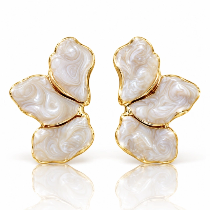 ECARLA kolczyki ze stali szlachetnej pozłacane 14k złotem sztyfty kwiat KST3747
