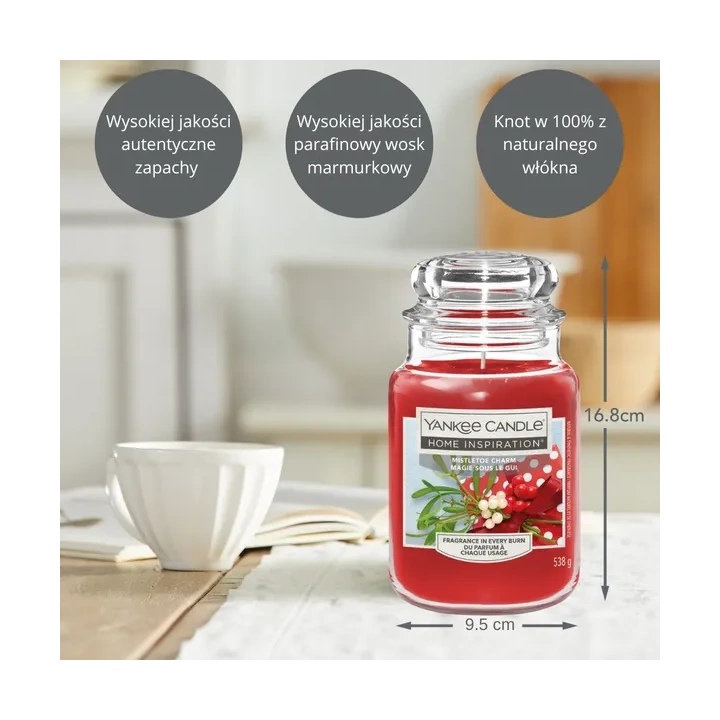 YANKEE CANDLE Home Inspiration Duża świeca w słoiku MISTLETOE CHARM 538g