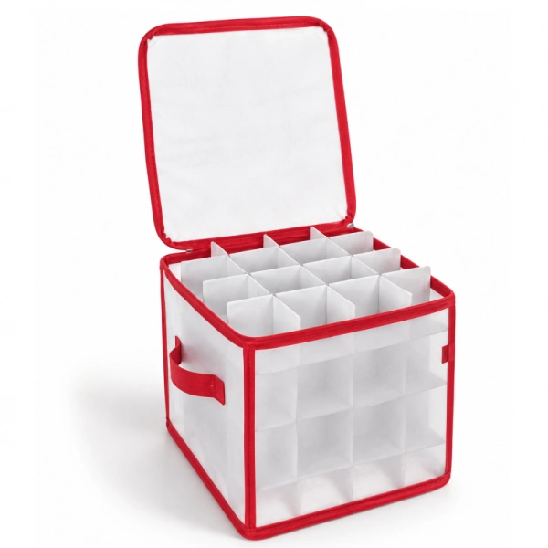 ECARLA organizer na bombki pudełko z przegródkami na ozdoby świąteczne czerwony na 64 bombki 30x30cm POJ14 64szt