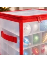 ECARLA organizer na bombki pudełko z przegródkami na ozdoby świąteczne czerwony na 64 bombki 30x30cm POJ14 64szt