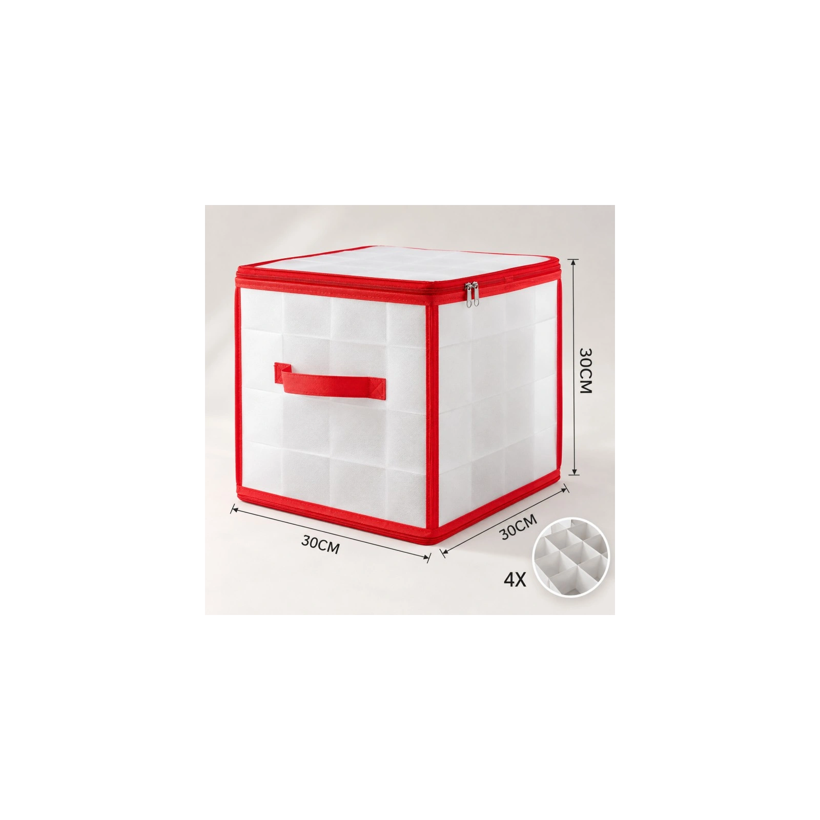 ECARLA organizer na bombki pudełko z przegródkami na ozdoby świąteczne czerwony na 64 bombki 30x30cm POJ14 64szt