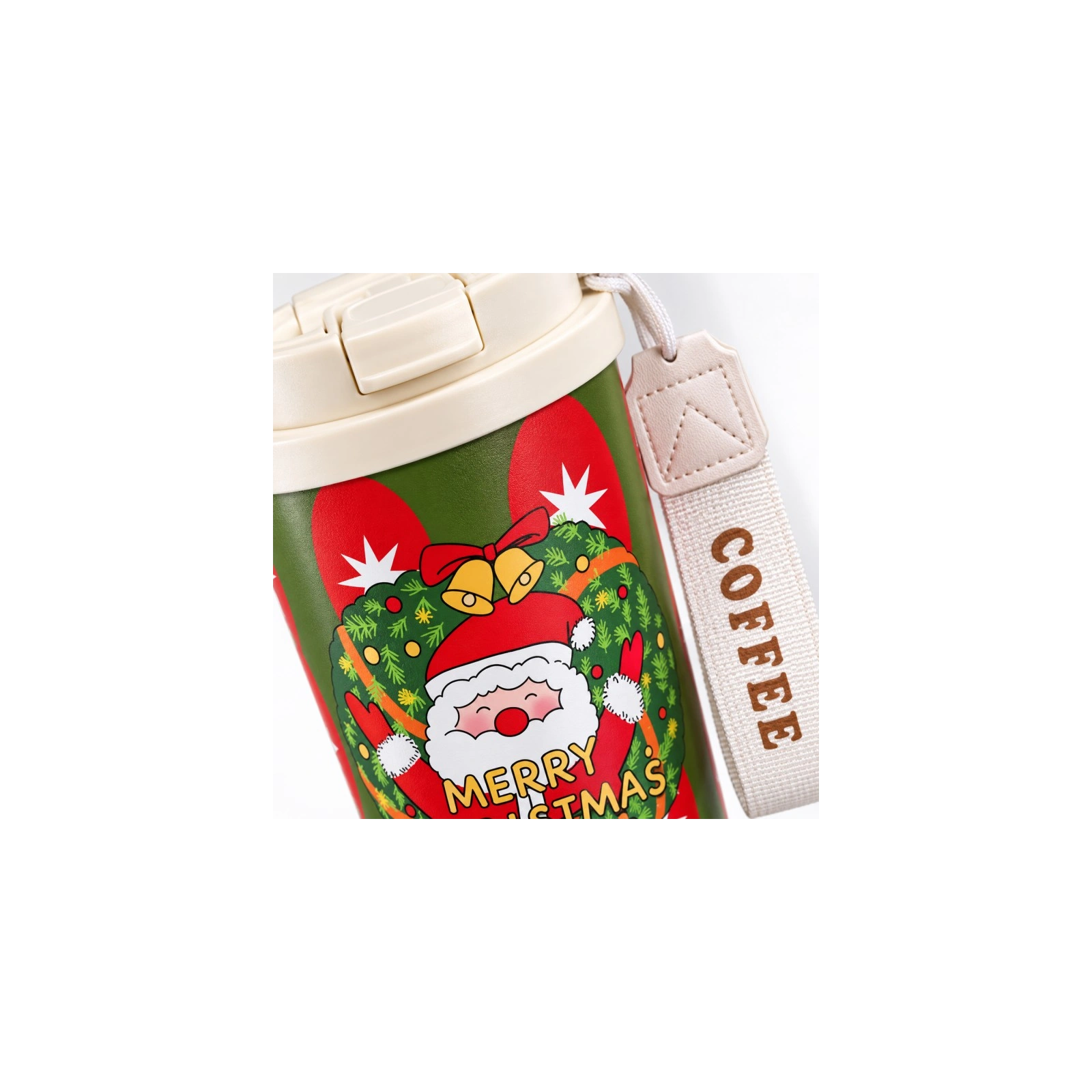 ECARLA kubek termiczny świąteczny ze stali nierdzewnej z uchwytem Merry Christmas CUP33 550ml