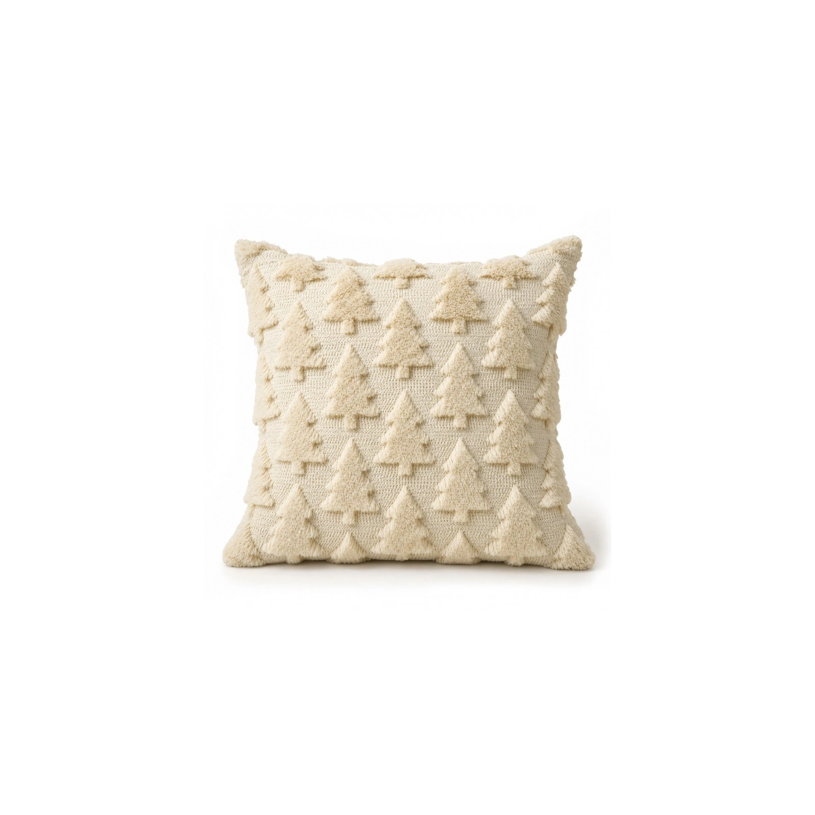 ECARLA poszewka na poduszkę świąteczna puszysta choinki beżowa 45x45cm POD253