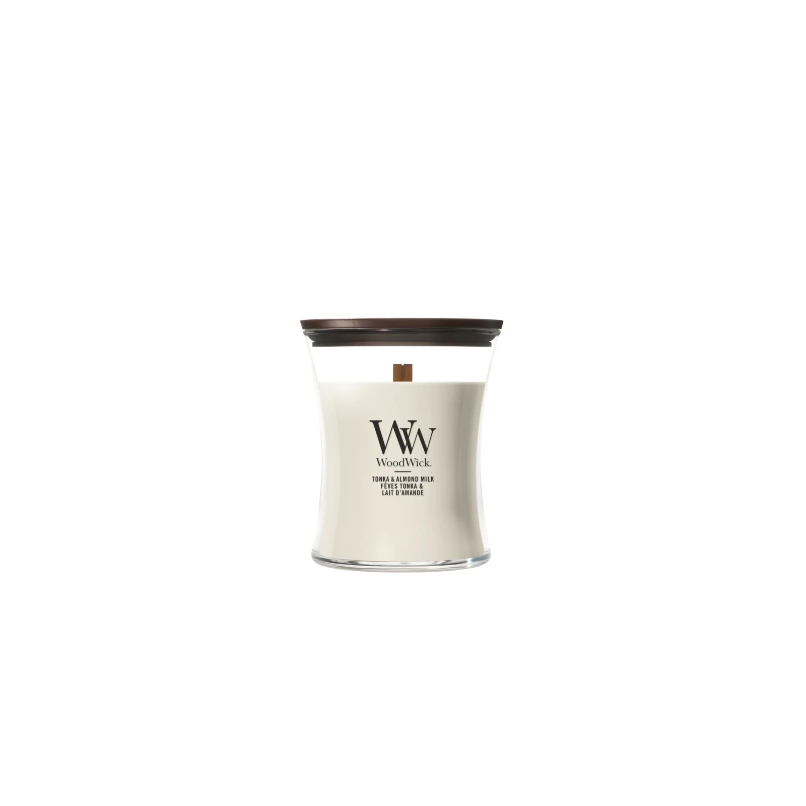 WOODWICK Tonka & Almond Milk świeca zapachowa średnia 275g