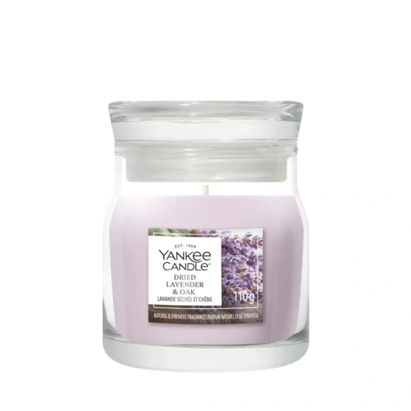 WOODWICK Dried Lavender & Oak mała świeca zapachowa 110g