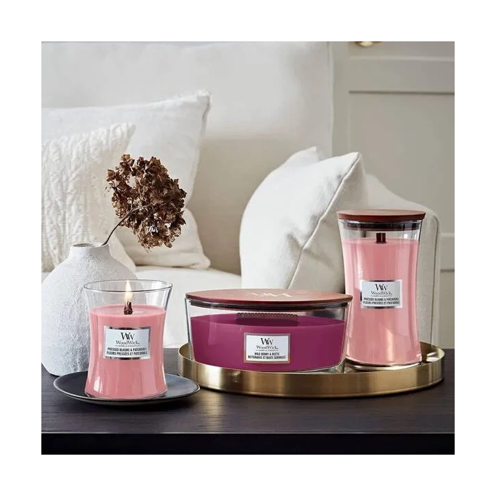 WOODWICK Core Hearthwick świeca w słoiku elipsa PPRESSED BLOOMS & PATCHOULI 453g 