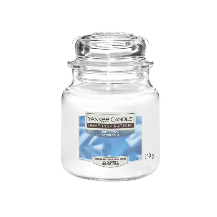 YANKEE CANDLE Home Inspiration Średnia świeca w słoiku SOFT COTTON 340g