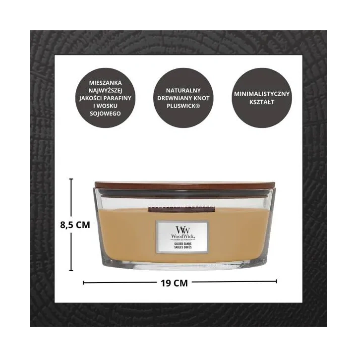 WOODWICK Core Hearthwick świeca w słoiku elipsa GILDED SANDS 453,55g 