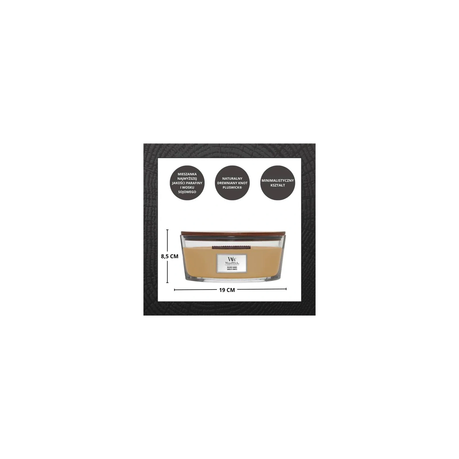 WOODWICK Core Hearthwick świeca w słoiku elipsa GILDED SANDS 453,55g 