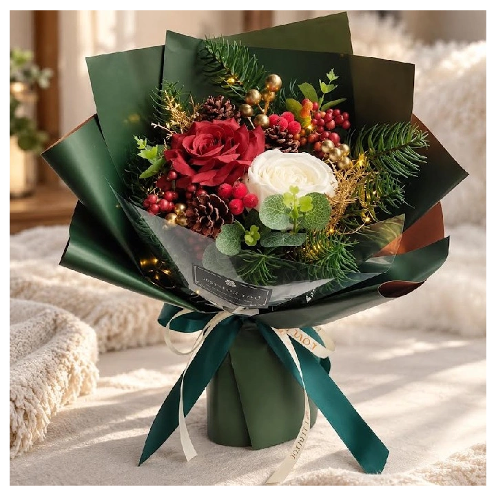 ECARLA świąteczny flowerbox mydlany Wesołych Świąt zielony BUK35 1szt