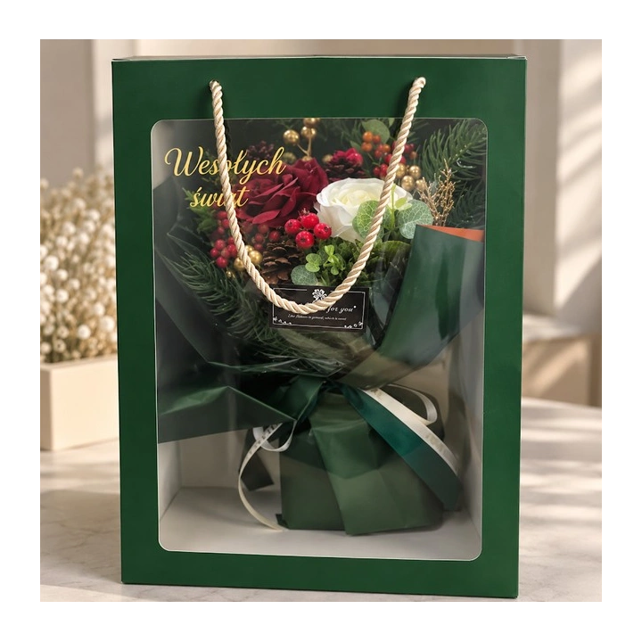 ECARLA świąteczny flowerbox mydlany Wesołych Świąt zielony BUK35 1szt
