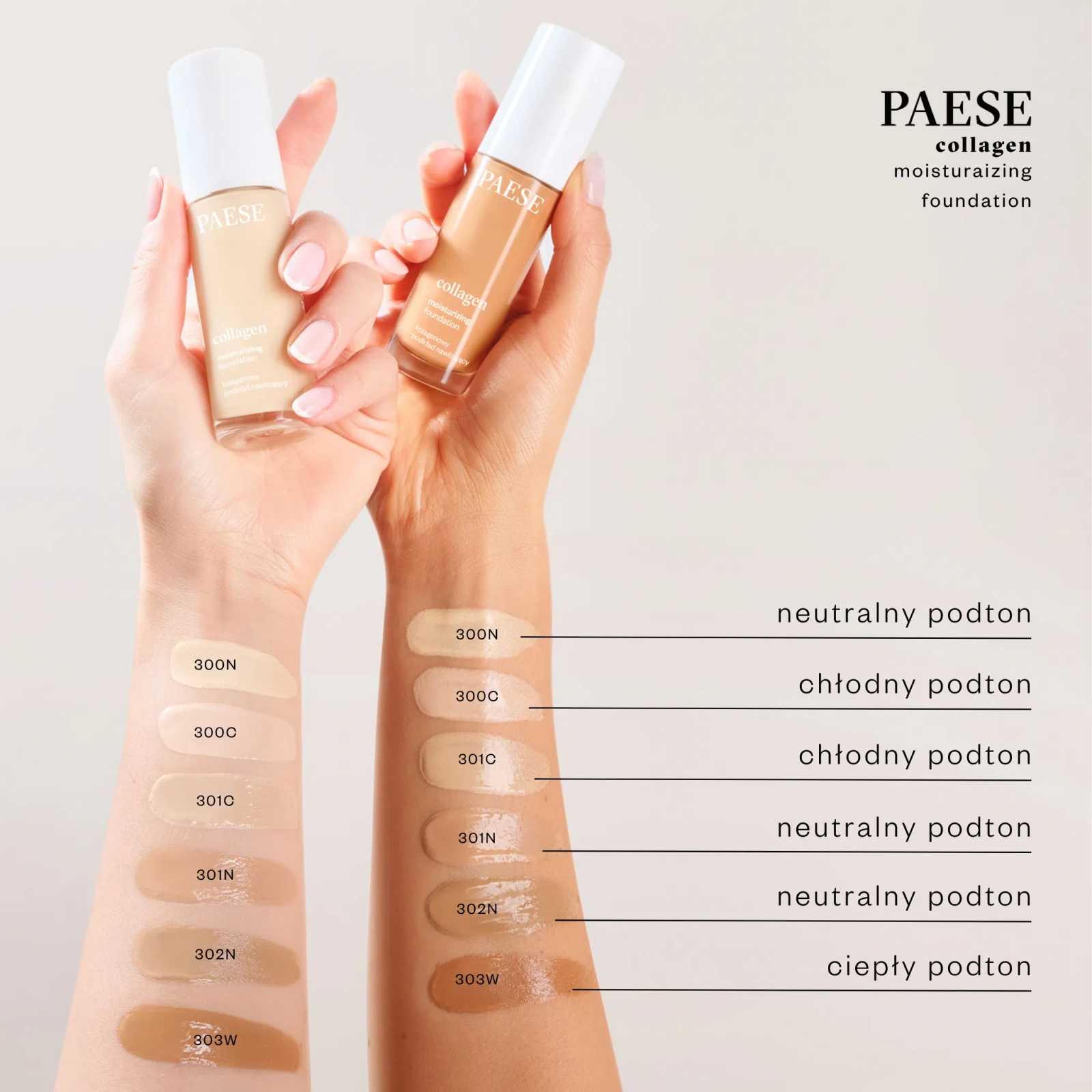 PAESE Kolagenowy nawilżający podkład do twarzy z pompką 303W Honey 30ml
