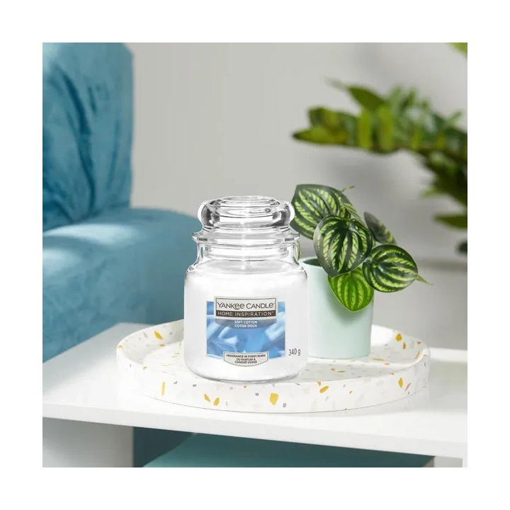 YANKEE CANDLE Home Inspiration Średnia świeca w słoiku SOFT COTTON 340g