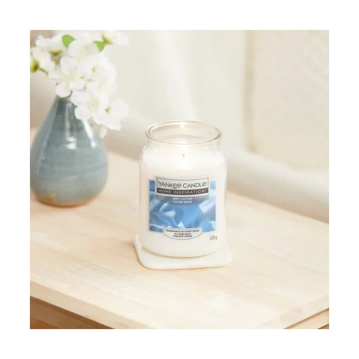YANKEE CANDLE Home Inspiration Duża świeca w słoiku SOFT COTTON 538g