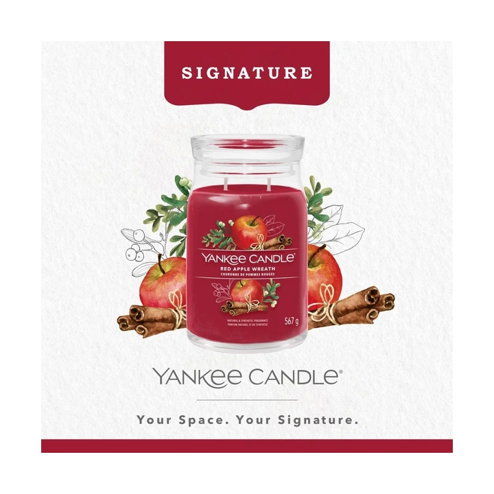 YANKEE CANDLE Red Apple Wreath świeca zapachowa Signature duża 567g